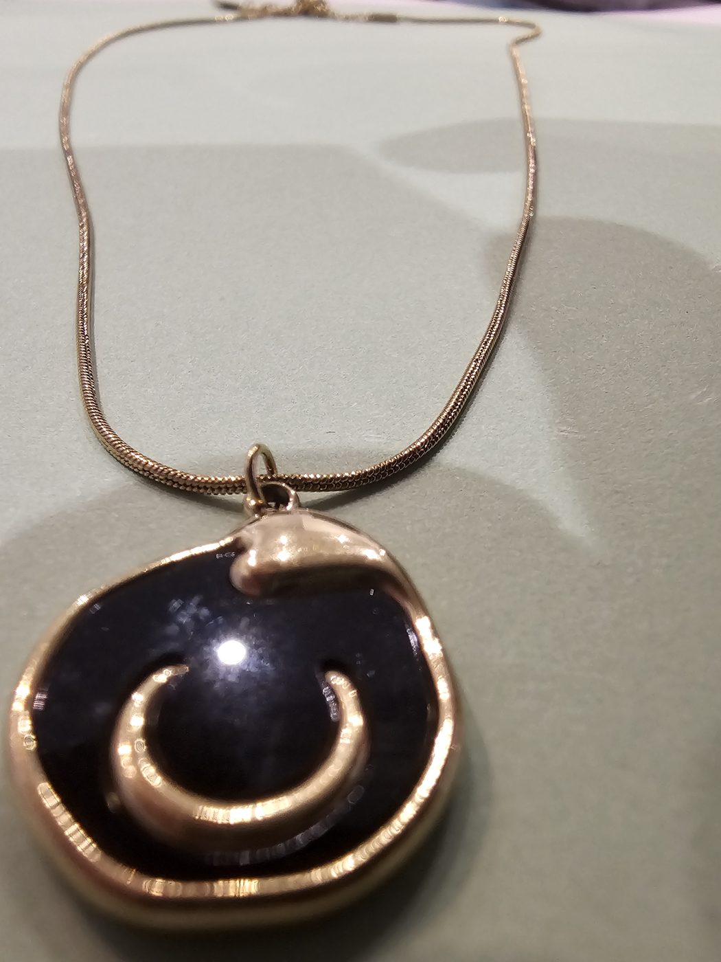 Black Crescent Pendant Necklace