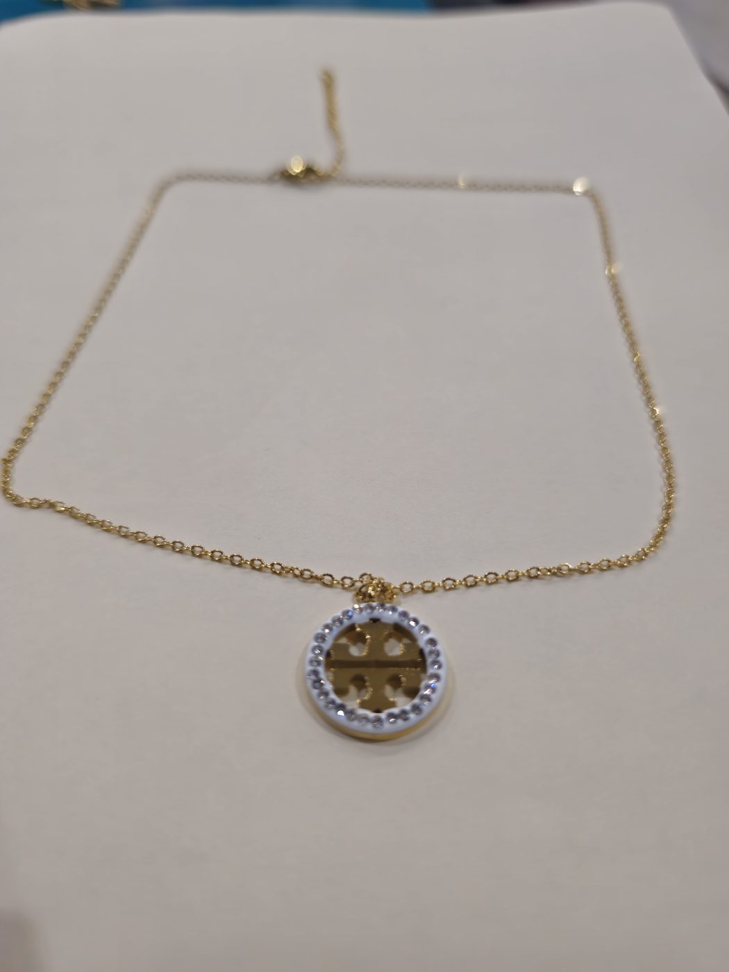 Crystal Round Emblem Necklace